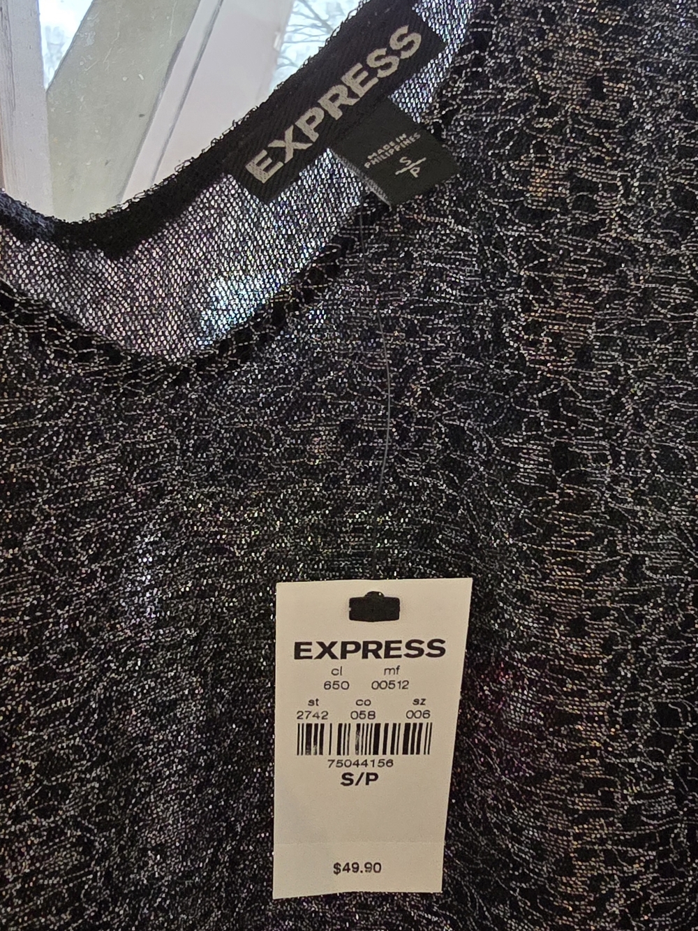 Express Black Metallic Knit Top